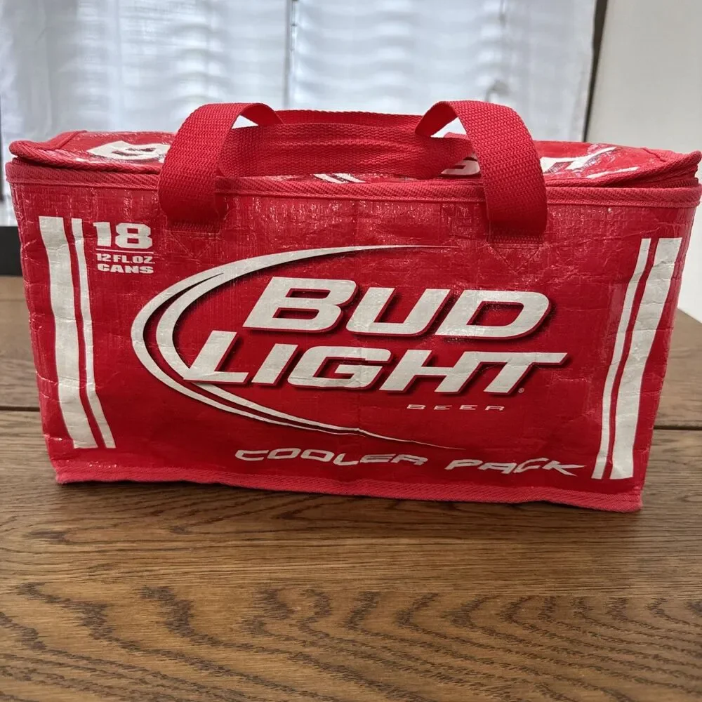 BUD LIGHT 18 Can Beer Cooler Pack Tote Lined Bag Bud Light RED 2009 no tags